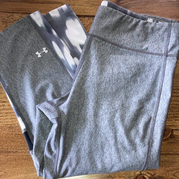 Under Armour Compression Leggings Cropped Gray Tie Dye - Picture 1 of 5